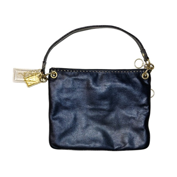 COACH Poppy Signature Purse 15525 Royal Blue Leather Gold - Picture 2 of 9